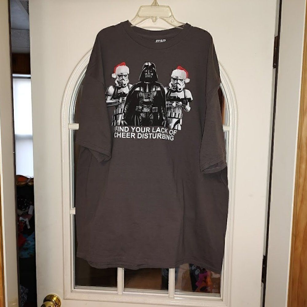 Star Wars Dark Gray Darth Vader Christmas Shirt Size Men's 2XL Worn 1 Time